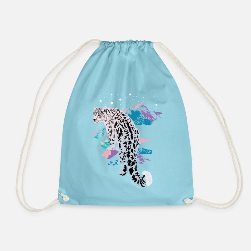 Snow Leopard - Drawstring Bag - aqua