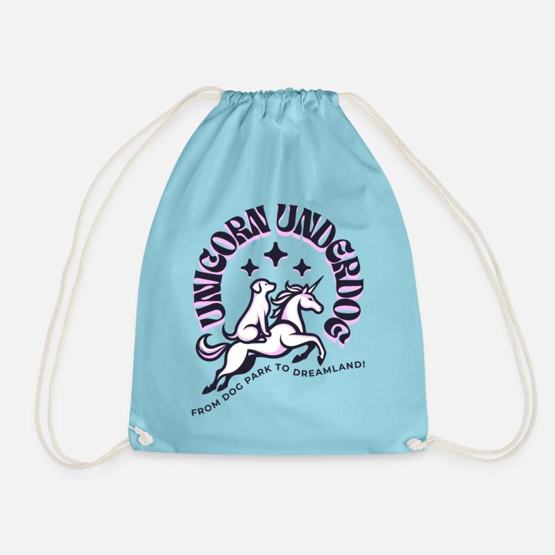 Four paws, one horn: Dreamland Express! - Drawstring Bag - aqua