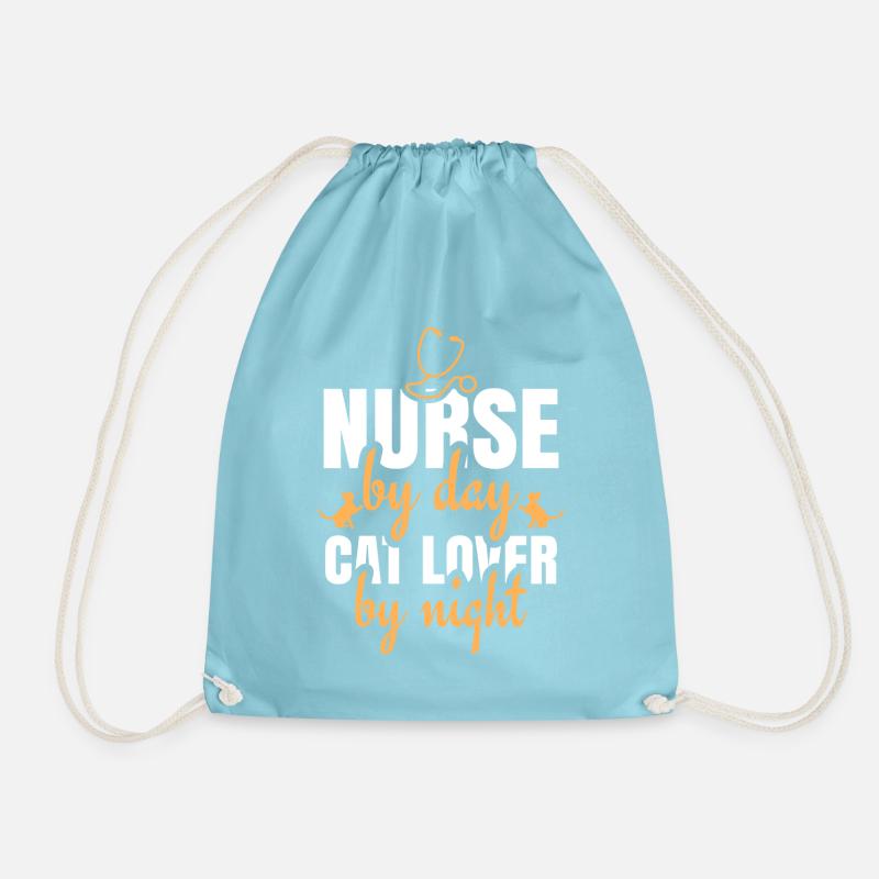 Krankenschwester mit Katze - Turnbeutel - Aqua