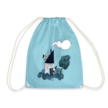 Haexenhaus mit Katze - Turnbeutel - Aqua - Vorne