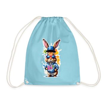 Easter Bunny Colorful, Cute and Cute for Easter - Drawstring Bag - aqua - Front