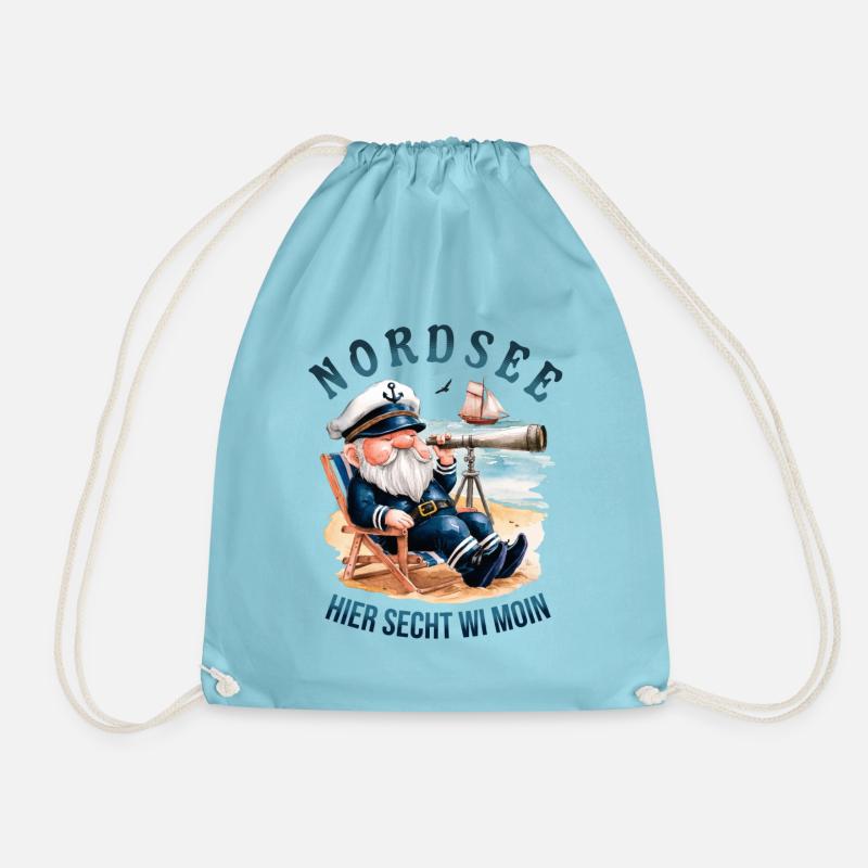 Here we say MOIN - North Sea - Drawstring Bag - aqua