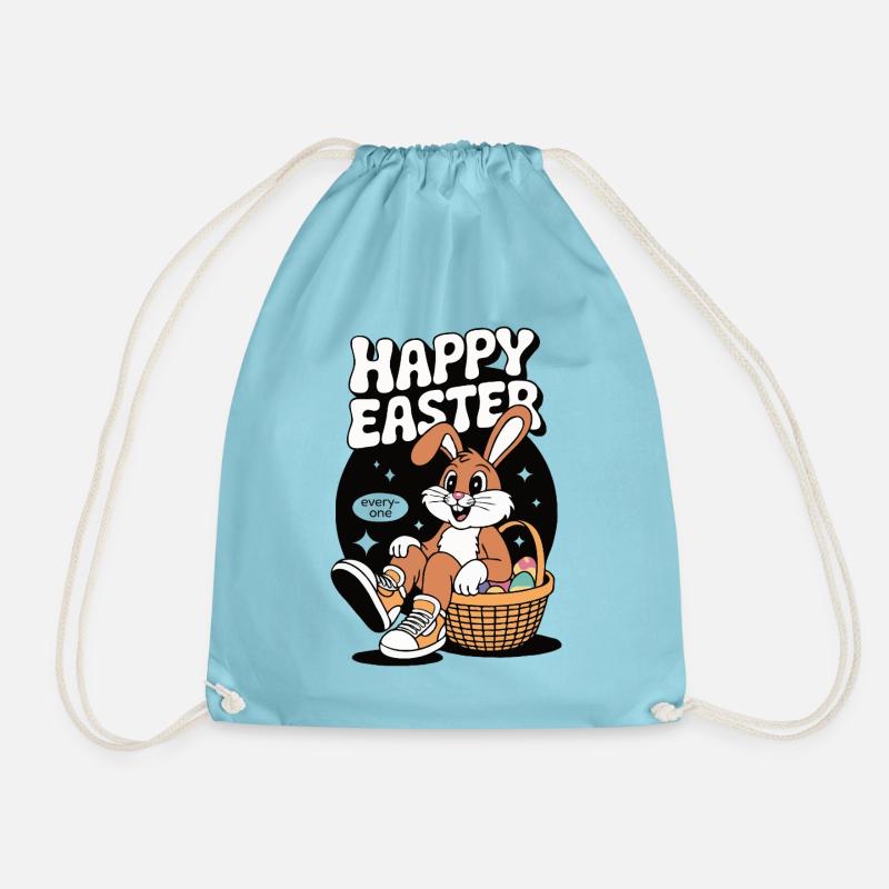 Happy Easter Vintage Bunny Easter Bunny - Drawstring Bag - aqua