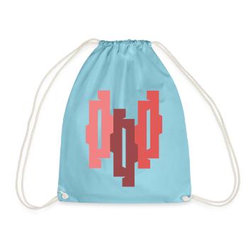 Rosé Burgunder Geomuster - Turnbeutel - Aqua - Vorne