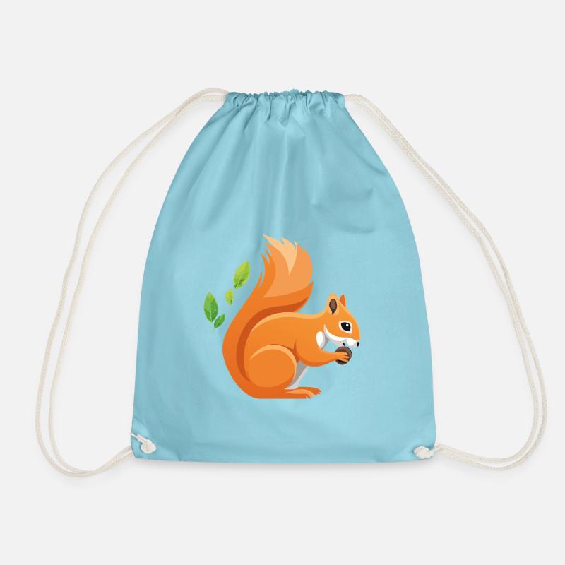 Verspielter Eichhörnchen-Print mit Blättern - Turnbeutel - Aqua