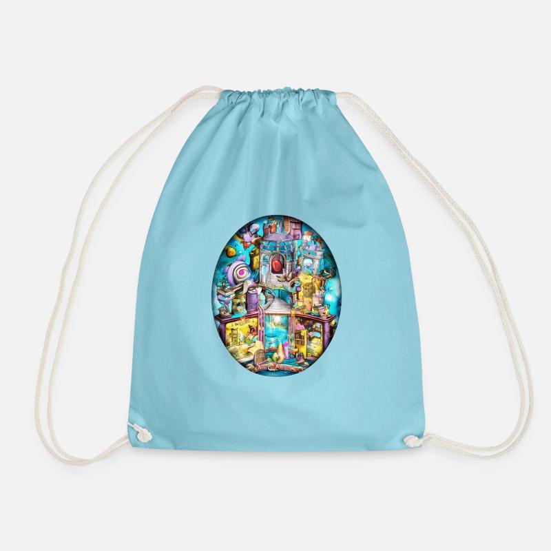 Imaginarium 03 - Drawstring Bag - aqua