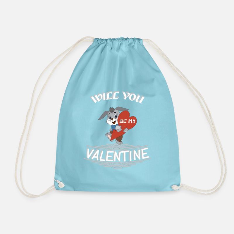 Will you be my valentine - Drawstring Bag - aqua