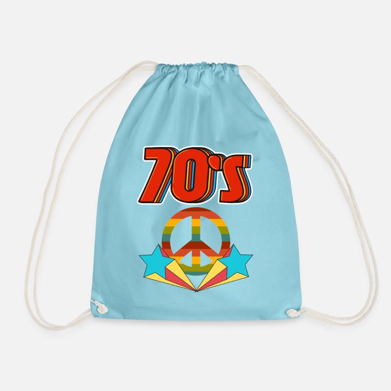 Retro 70er Frieden Regenbogen - Turnbeutel - Aqua