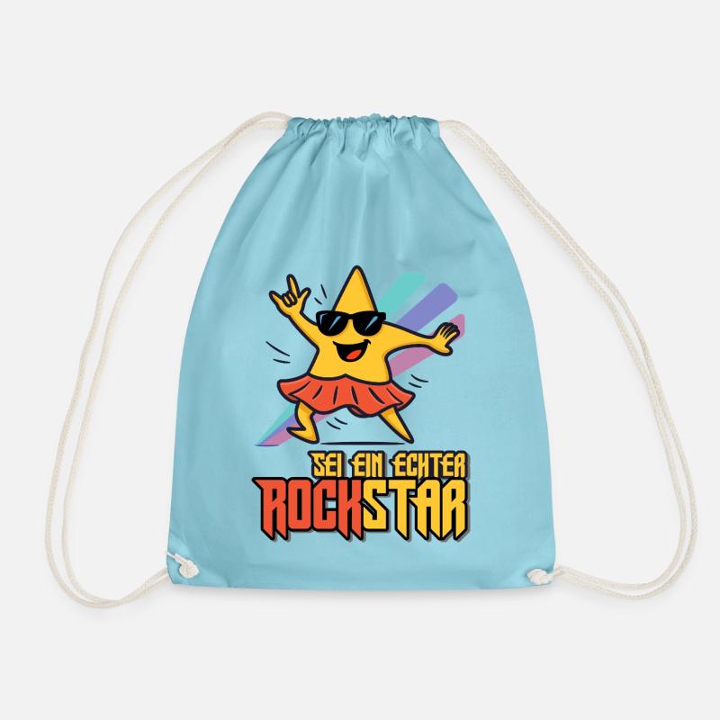 Sei ein echter Rock-Star Lustiges Stern Shirt - Turnbeutel - Aqua