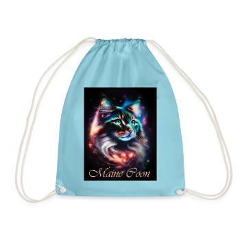 Main Coon Nebula - Fantasy Weltall Katze - Turnbeutel - Aqua - Vorne