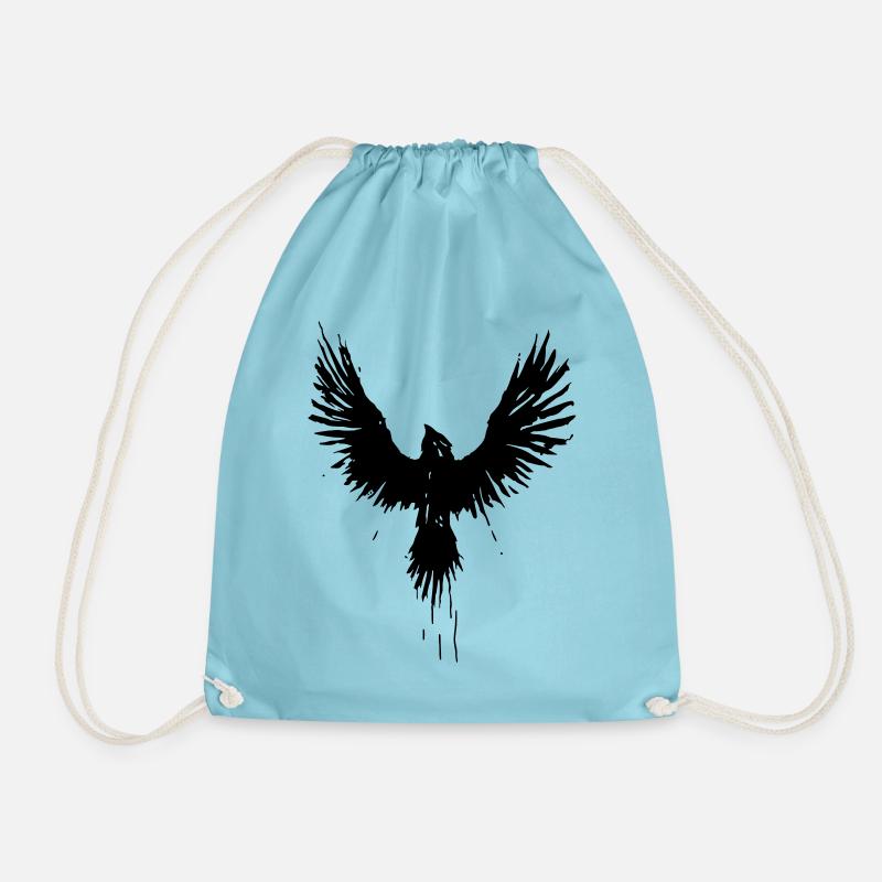 black crow - Drawstring Bag - aqua