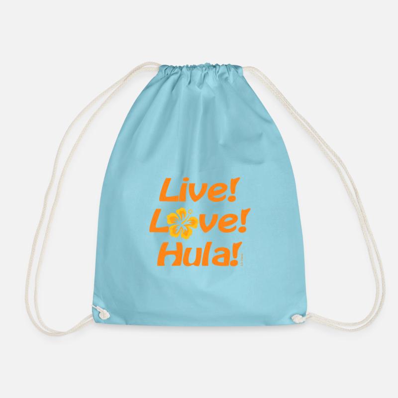 Live Love Hula 2 - Drawstring Bag - aqua