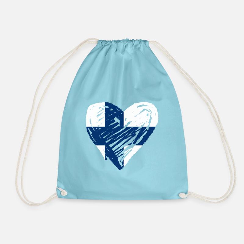 Finland Heart - Drawstring Bag - aqua