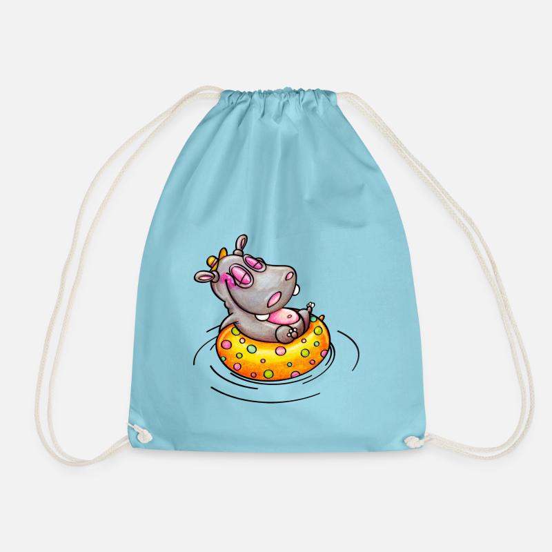 hippo with float - Turnbeutel - Aqua