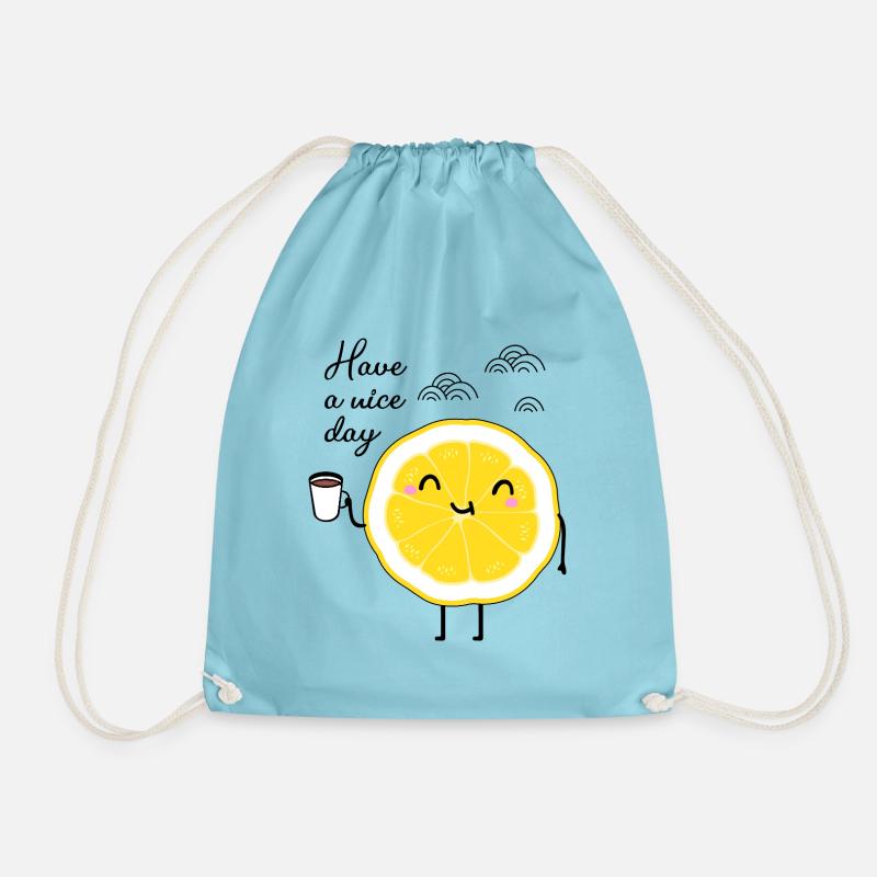 Lemon and coffee - Drawstring Bag - aqua