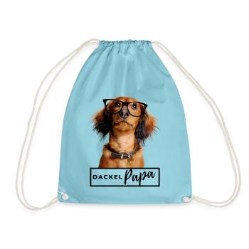 Dackel Papa - Dackel mit Brille - Turnbeutel - Aqua - Vorne