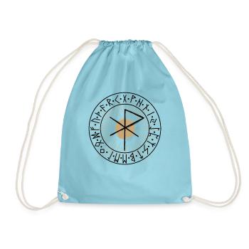 RUNE für die LIEBE Runenalphabet Furthark Wikinger - Turnbeutel - Aqua - Vorne