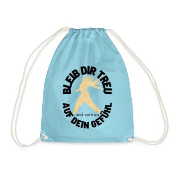 BLEIB DIR TREU Sprücheshirts Motivationssprüche - Turnbeutel - Aqua - Vorne