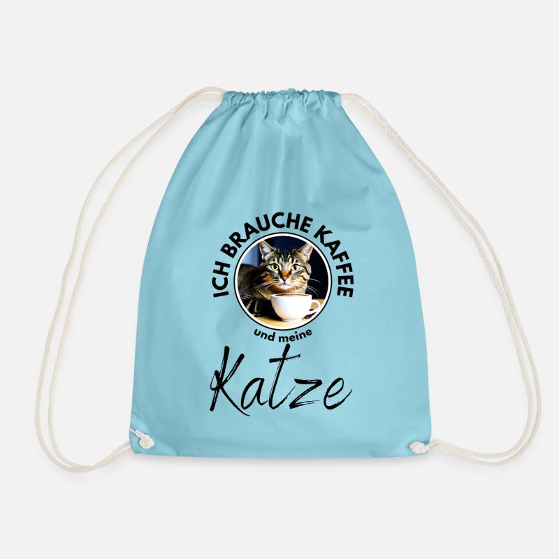 Katze Katzen Kaffee - Turnbeutel - Aqua