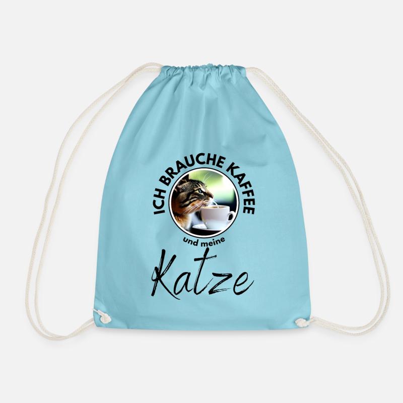 Katze Katzen Kaffee - Turnbeutel - Aqua