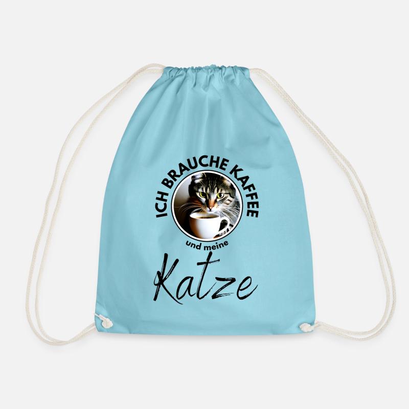 Katze Katzen Kaffee - Turnbeutel - Aqua