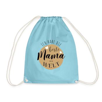 BESTE MAMA - Baby Geschenkidee Muttertag - Turnbeutel - Aqua - Vorne