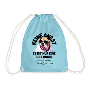 KEINE ANGST Bulldogge Bulldog Bulldoggen - Turnbeutel - Aqua - Vorne