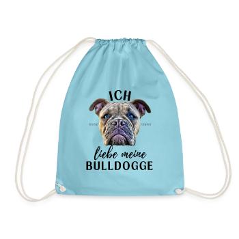 ICH LIEBE MEINE Bulldogge Bulldog Bulldoggen - Turnbeutel - Aqua - Vorne