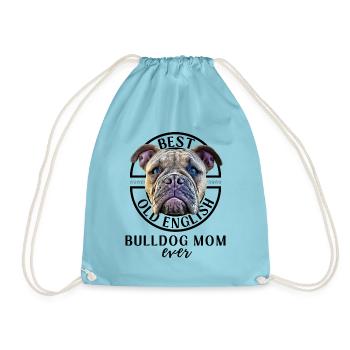 Bulldog -BEST Bulldog MOM ever - Bulldogs Mama - Drawstring Bag - aqua - Front