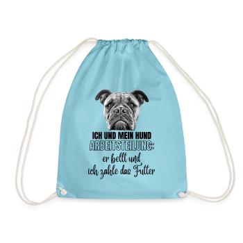 ICH und MEIN HUND - Hunde HUND Bulldogge - Turnbeutel - Aqua - Vorne