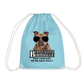Bulldog Old English Bulldog Dog Dogs - Drawstring Bag - aqua - Front