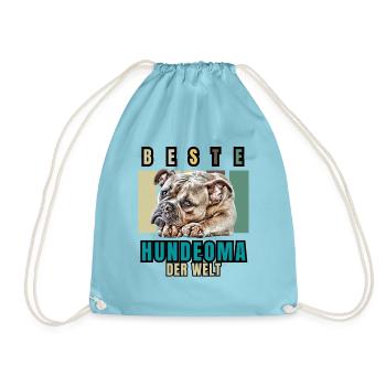 BESTE HUNDEOMA Bulldogge Hund Hunde - Turnbeutel - Aqua - Vorne