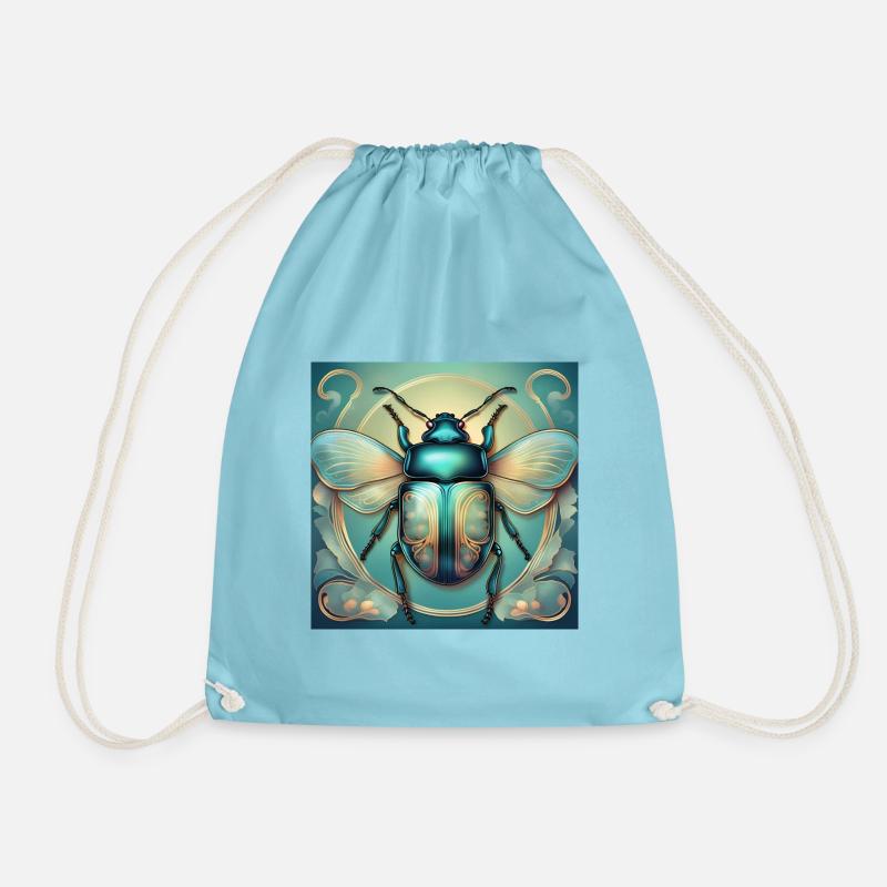 Turquoise bug fantasy - Drawstring Bag - aqua