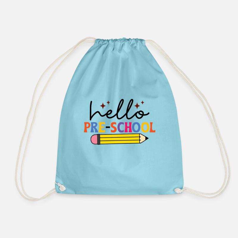 Hello Pre-School - Drawstring Bag - aqua