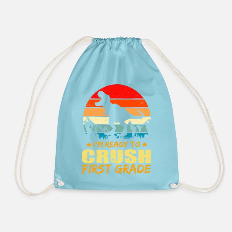 T-Rex Prehistory Vintage Warrior - Drawstring Bag - aqua