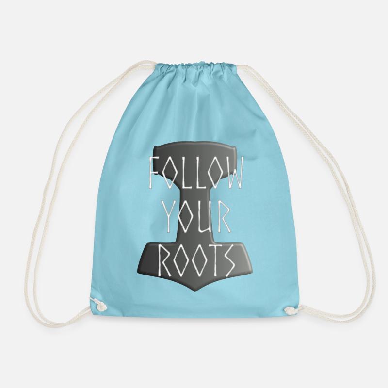 Mjölnir Donar Hammer Thor - Follow your Roots grau - Turnbeutel - Aqua