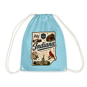 Indiana Hoosier State Vintage-Reiseaufkleber - Turnbeutel - Aqua - Vorne