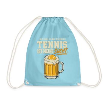 Tennis ist meine Sucht Bier Spruch Lustig - Turnbeutel - Aqua - Vorne