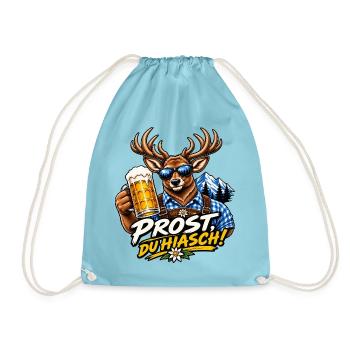 Prost du Hiasch - Prost du Hirsch - Volksfest - Turnbeutel - Aqua - Vorne