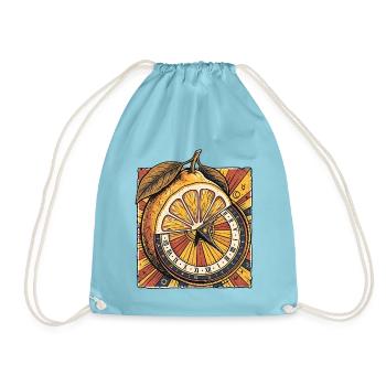 Zitrone Uhr - Turnbeutel - Aqua - Vorne