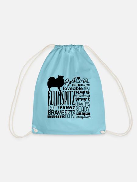 Kleinspitz Words - Drawstring Bag - aqua