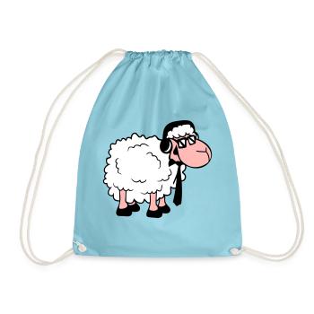Sheep Sunglasses Tie Music DJ Headphones Fun - Drawstring Bag - aqua - Front