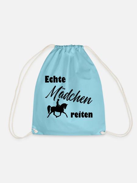 Echte Mädchen reiten - Turnbeutel - Aqua
