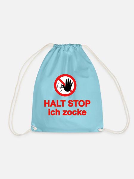 halt stop ich zocke - Turnbeutel - Aqua