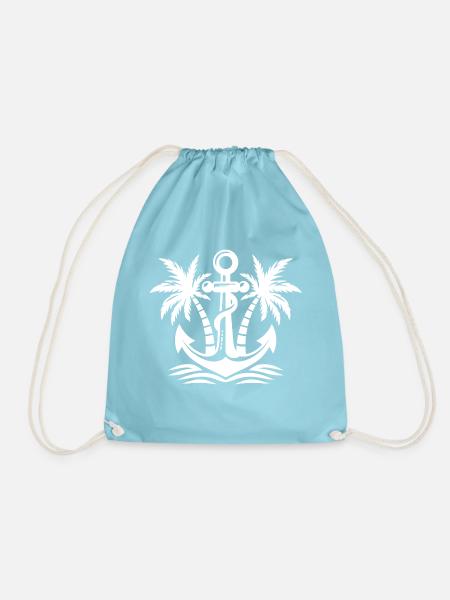 Anker mit Palmen Logo - Turnbeutel - Aqua