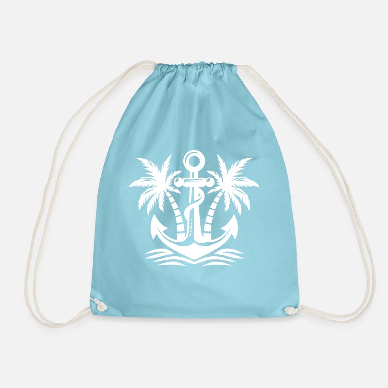 Anker mit Palmen Logo - Turnbeutel - Aqua