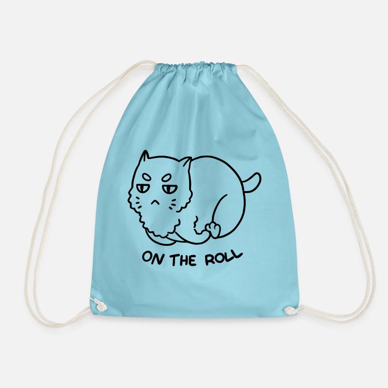 Running Fat Cat - Drawstring Bag - aqua