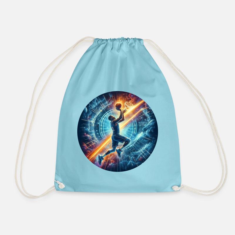 Basketball-Cosmic Slam Dunk - Drawstring Bag - aqua