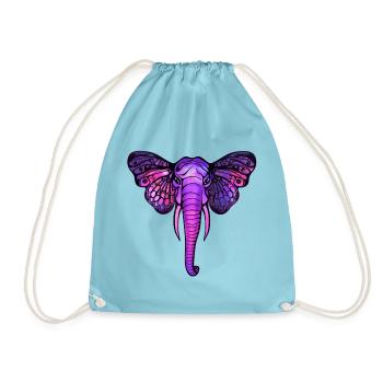 Space Elefant, Schmetterling Ohren, Afrika, Kosmos - Turnbeutel - Aqua - Vorne