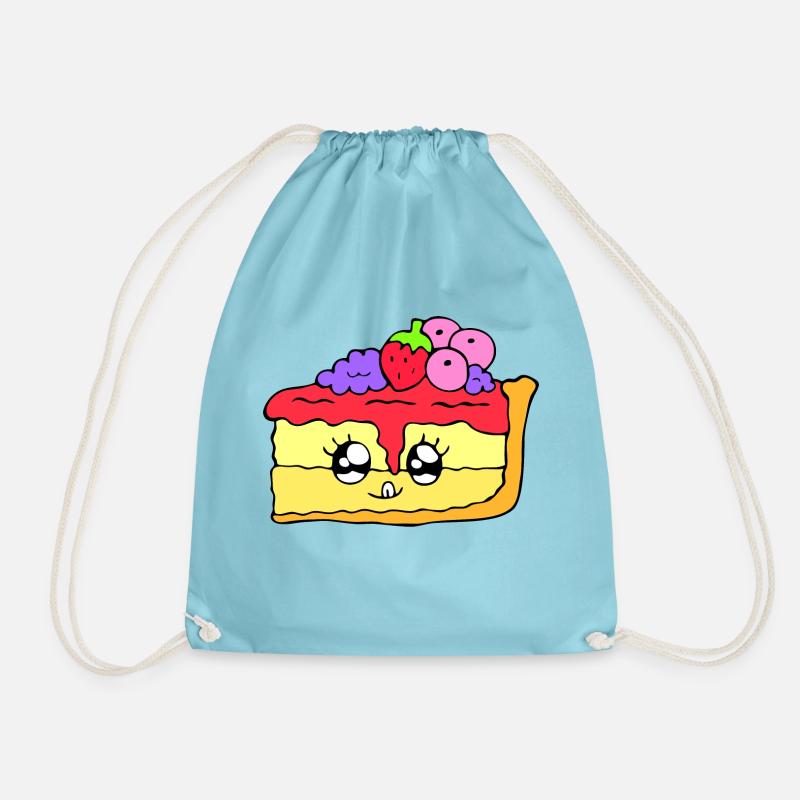 Kawaii cheesecake - Drawstring Bag - aqua
